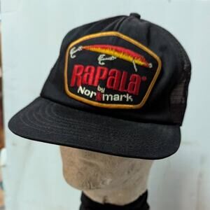 VINTAGE Snap Back Adjustable TRUCKER Hat Mesh Foam Cap RAPALA LURES Made USA